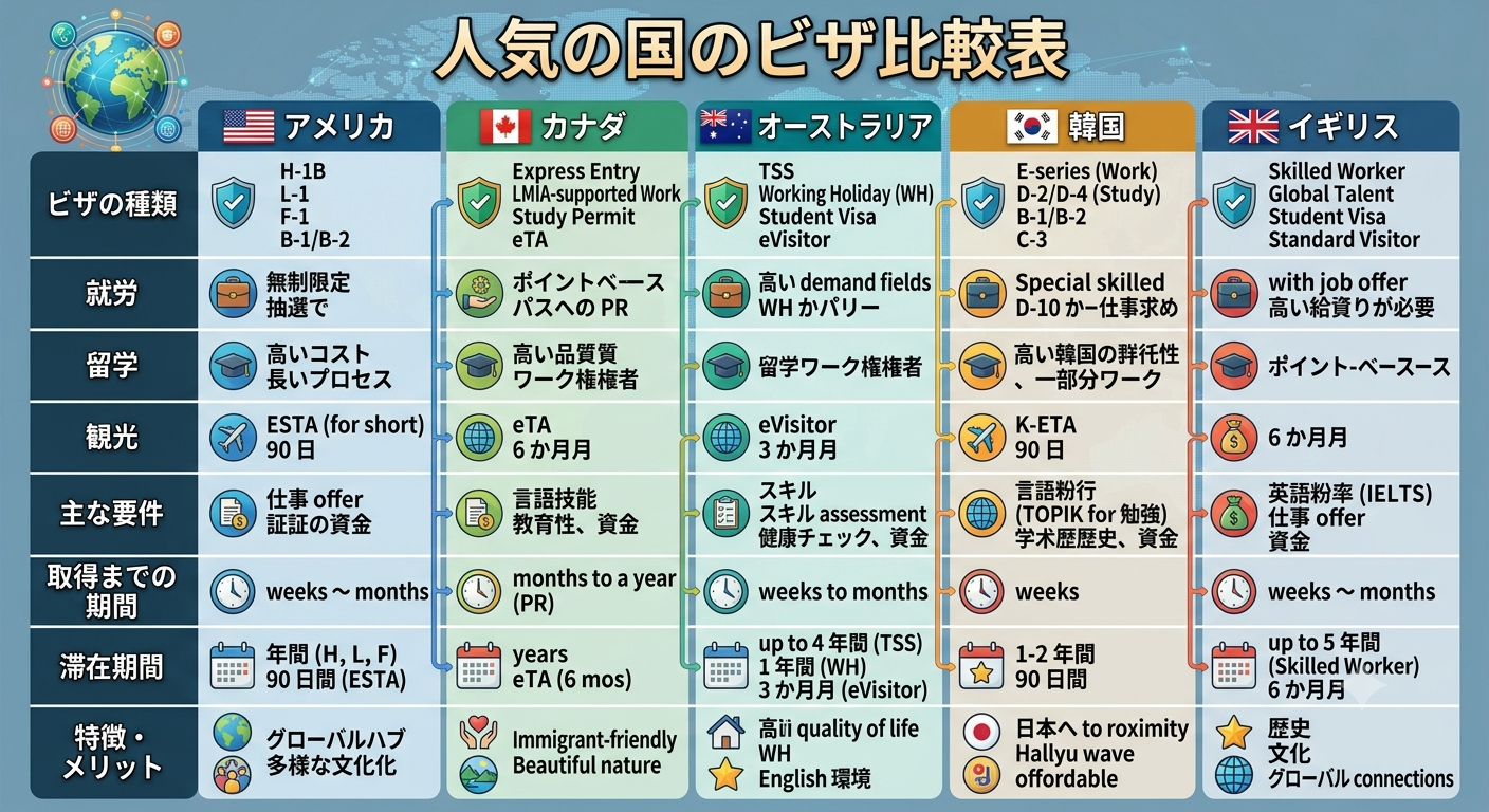 海外移住ビザ完全ガイド2026【国別取得手順・費用・難易度を徹底解説